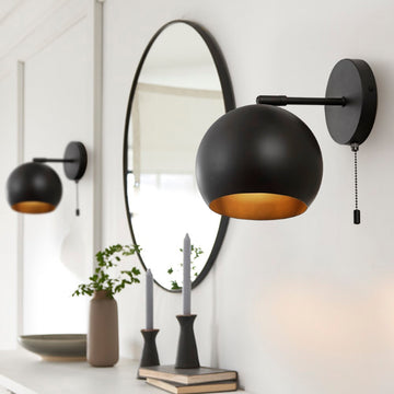 Tierra 7" Modern Midcentury Iron LED Sconce with Pull-Chain Switch - JONATHAN Y